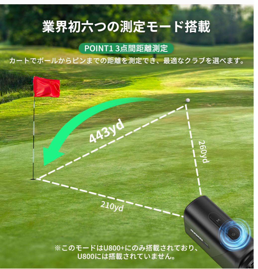 ゴルフレーザー距離計 ミニ EENOUR U800+ 3点間距離測定