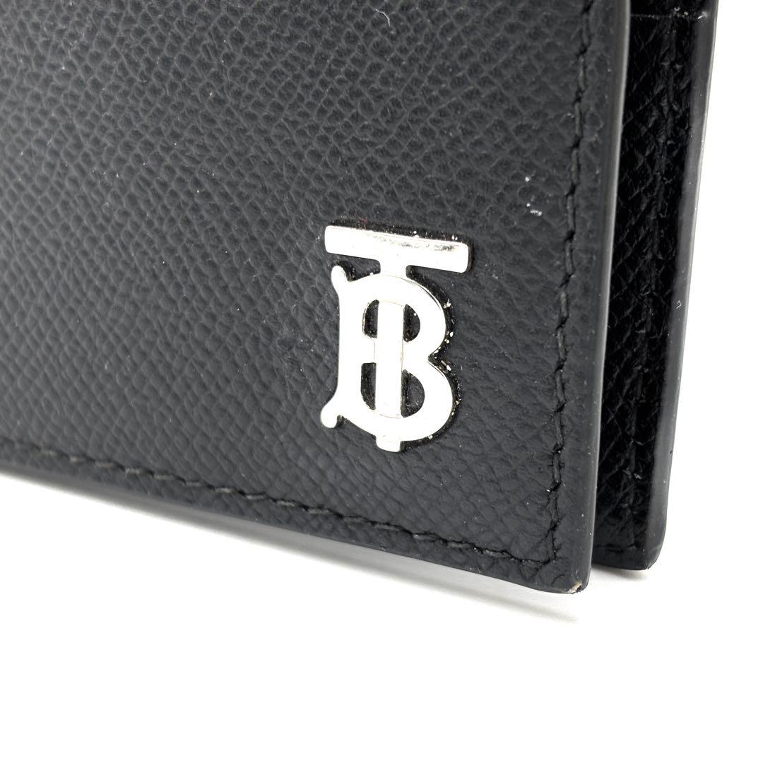 【正規品】バーバリー 二つ折り財布 札入れ TB ロゴ レザー メンズ ブラック