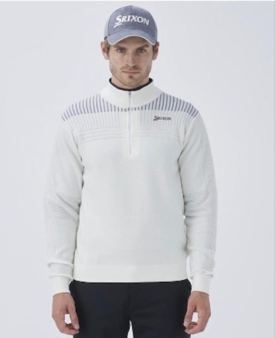 Srixon ニットセーター L オフホワイト シルバーストライプL SRIXON