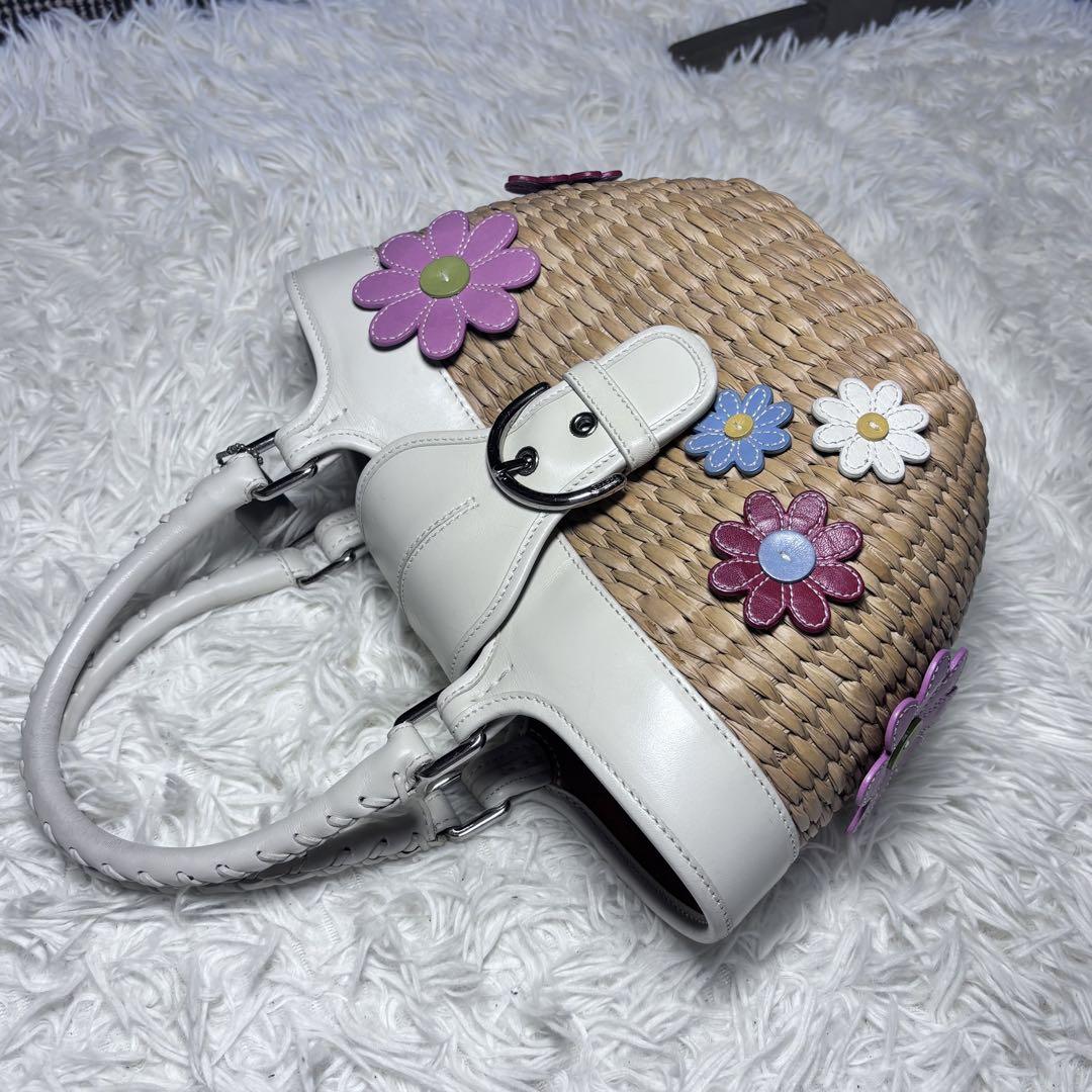 ✨極美品✨ コーチ COACH カゴバッグ フラワー ストローバッグ 花柄