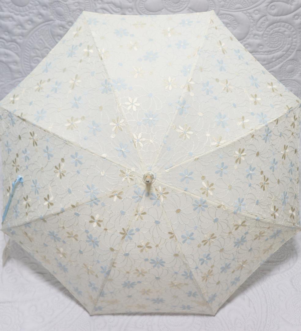 新品【fu-hen】長傘 日傘 綿100％ 綺麗豪華 総刺繍 木製 日本製
