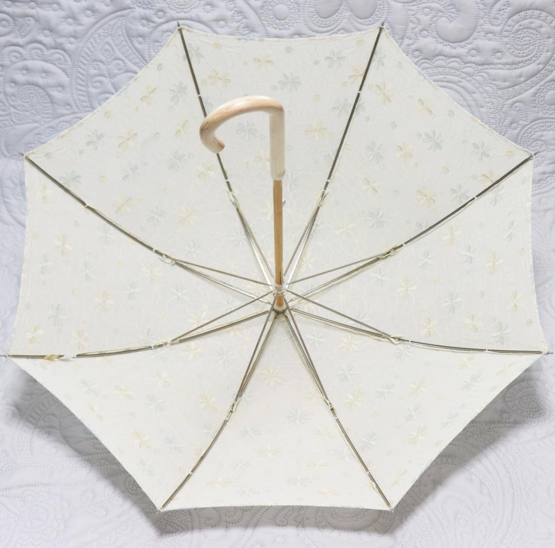 新品【fu-hen】長傘 日傘 綿100％ 綺麗豪華 総刺繍 木製 日本製