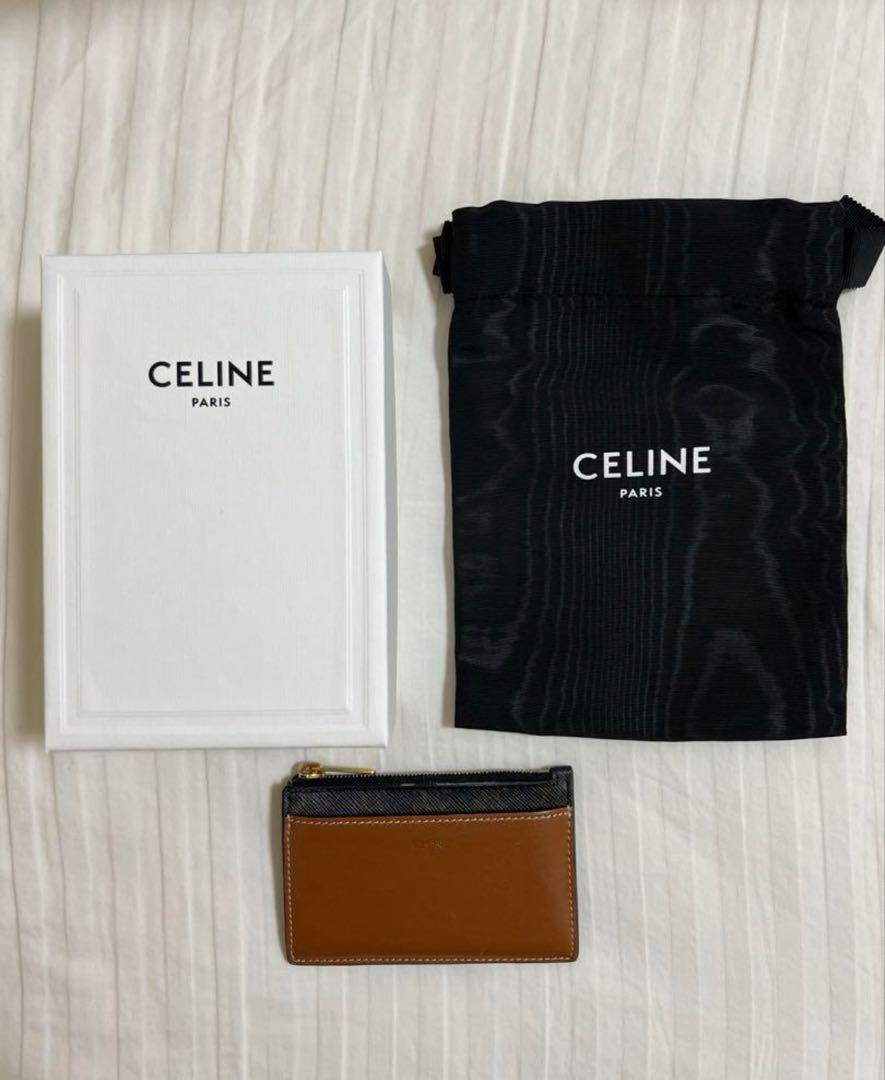 CELINE レザー カードケース ブラウン/ブラック