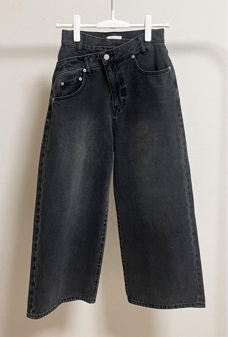 【美品】STRATA アシメフロントデニム ブラックインディゴ short XS