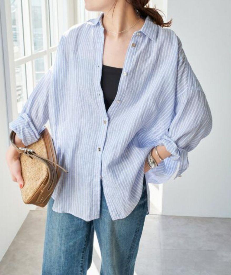 完売品！美品☆Spick & Span 80リネンカシュクールビッグシャツ