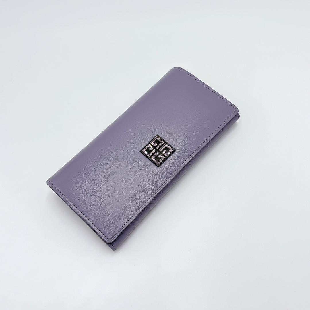 良質  新品同様＊GIVENCHY ジバンシー 4Gロゴ レザー 長財布 パープル 小物