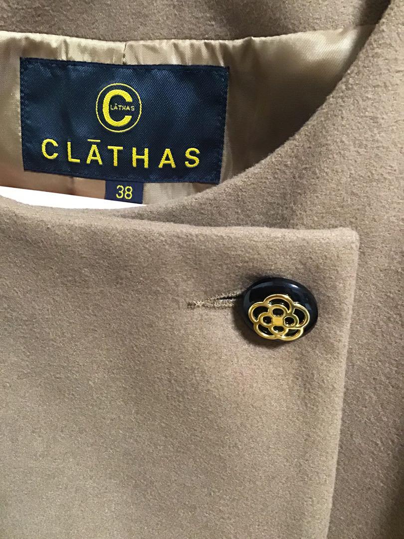 【美品】クレイサス ショートコート ハーフコート カメリアボタン キャメル