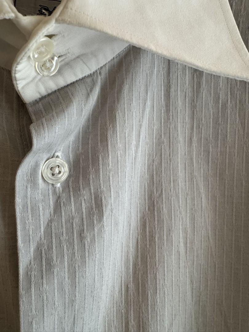 HERMES クレリックシャツ ドレスシャツ 総柄 40 15 3/4 白シャツ