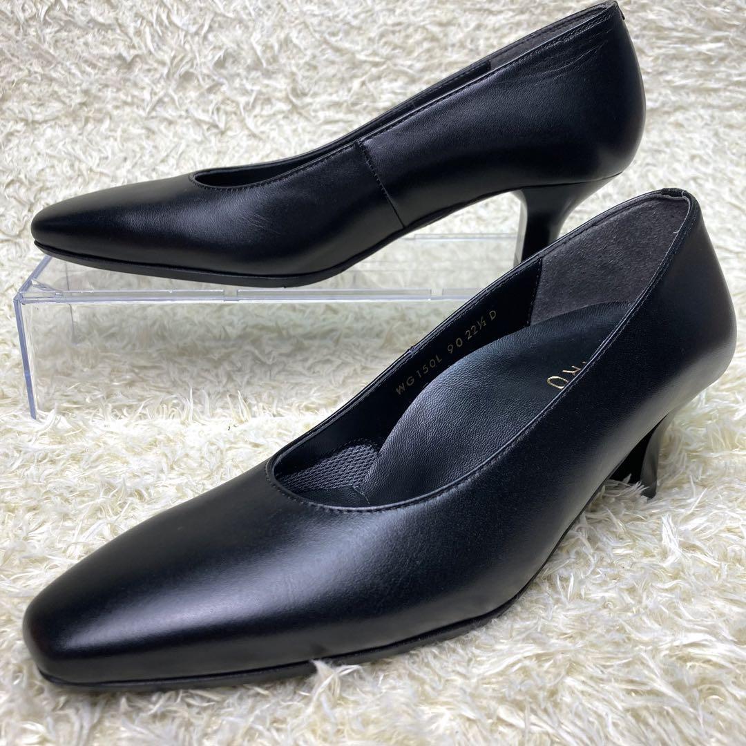 GIRO ジーロ アシックス パンプス レザー 黒 極美品』アシックス GIRO パンプス ブラックレザー24.0cm