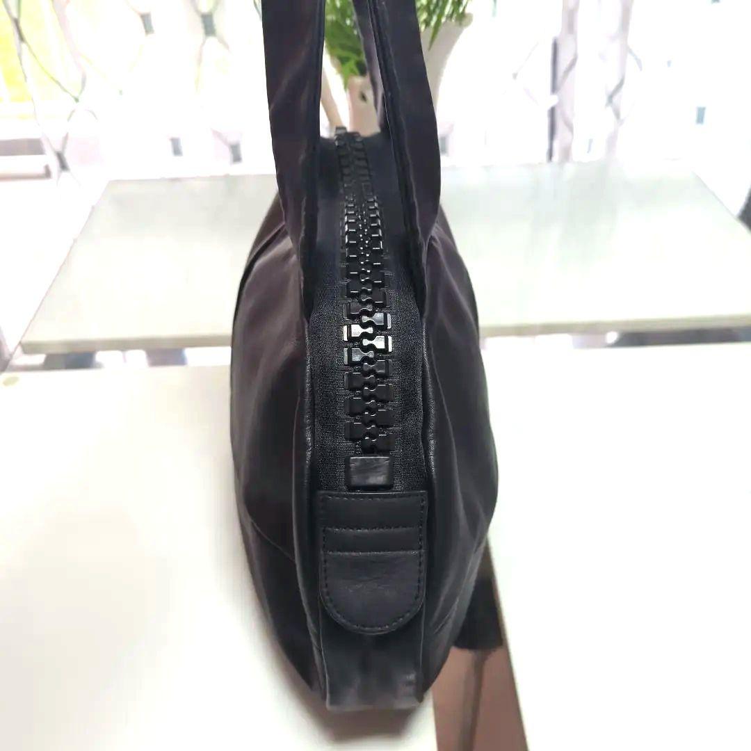 kawakawa 黒ビックジップ肩掛け-ハンドバックオールレザー