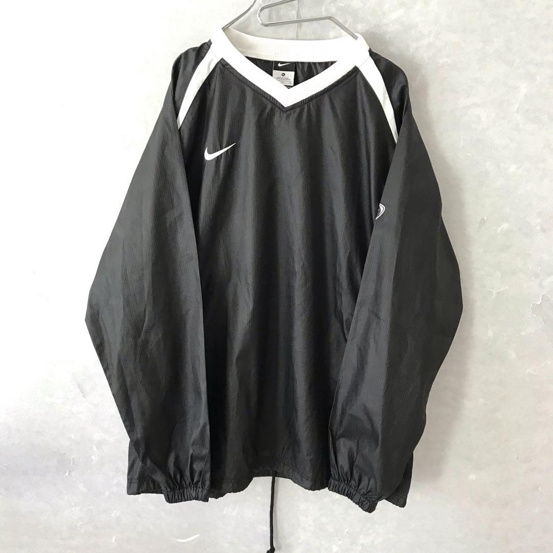 ★ビッグスウォッシュ★ NIKE ナイキ ナイロンジャケット プルオーバー 黒白 NIKE ビッグスウォッシュ プルオーバー ナイロンジャケット 黒白