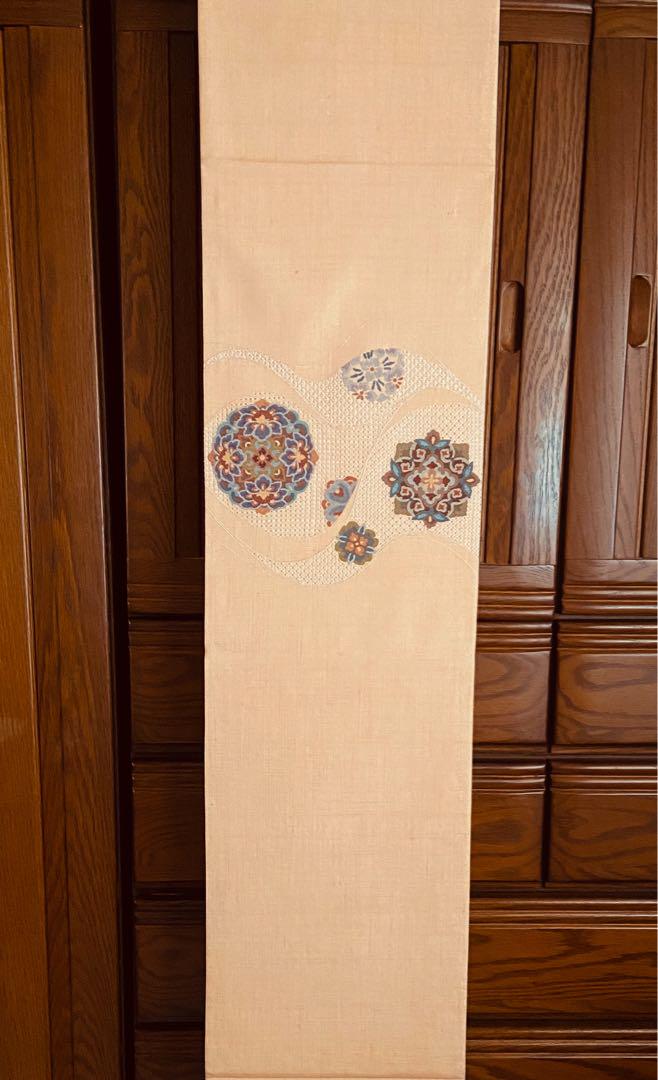 刺繍　袋帯 袋帯】刺繍 ピンク シルバー 六通柄袋帯 色無地 訪問着 付け下げ