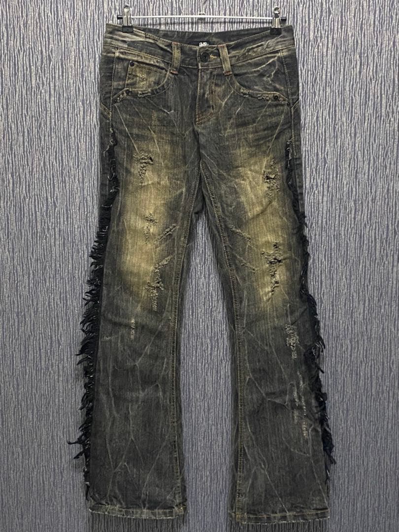 GLAD NEWS ダメージ加工 フリンジ ブーツカット フ デニム パンツM・GLAD NEWS