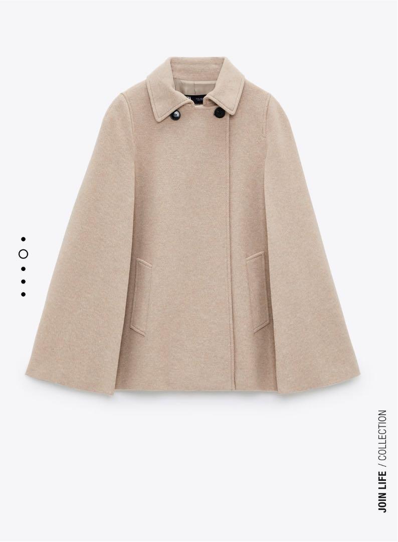 ZARA コットン混ケープコート