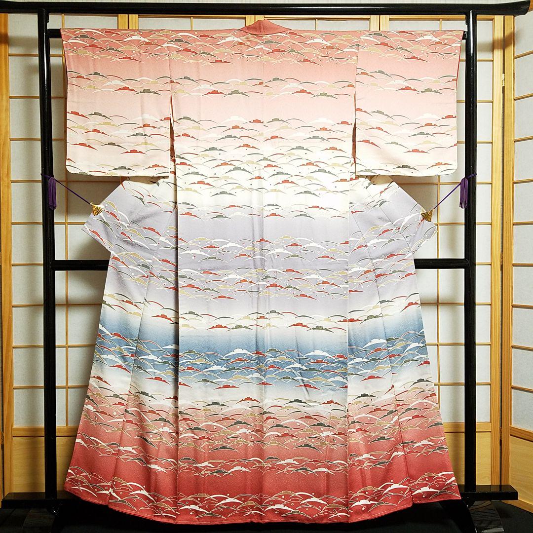 好評 A72 身長155㎝~165㎝ 未使用三段暈し付下小紋袷広衿 aG4t8-m99092348564 着物と帯 京月花 新作登場SALE