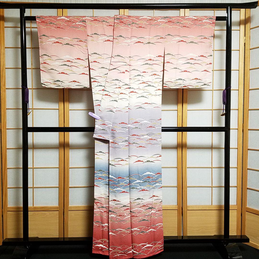 好評 A72 身長155㎝~165㎝ 未使用三段暈し付下小紋袷広衿 aG4t8-m99092348564 着物と帯 京月花 新作登場SALE
