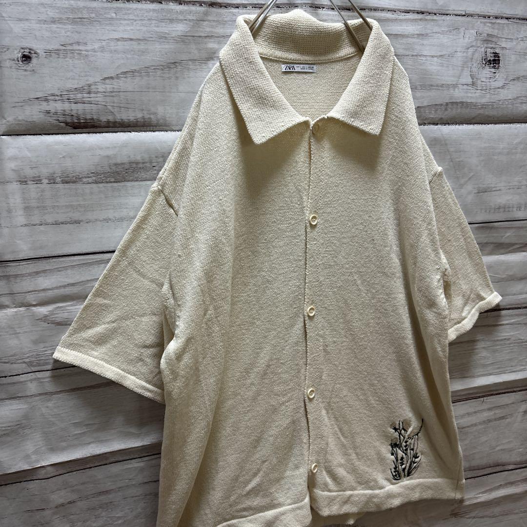 ★ドイツ発*ZARA*新作*WAVY パターン刺繍半袖シャツ/ECRU★ org.jpg