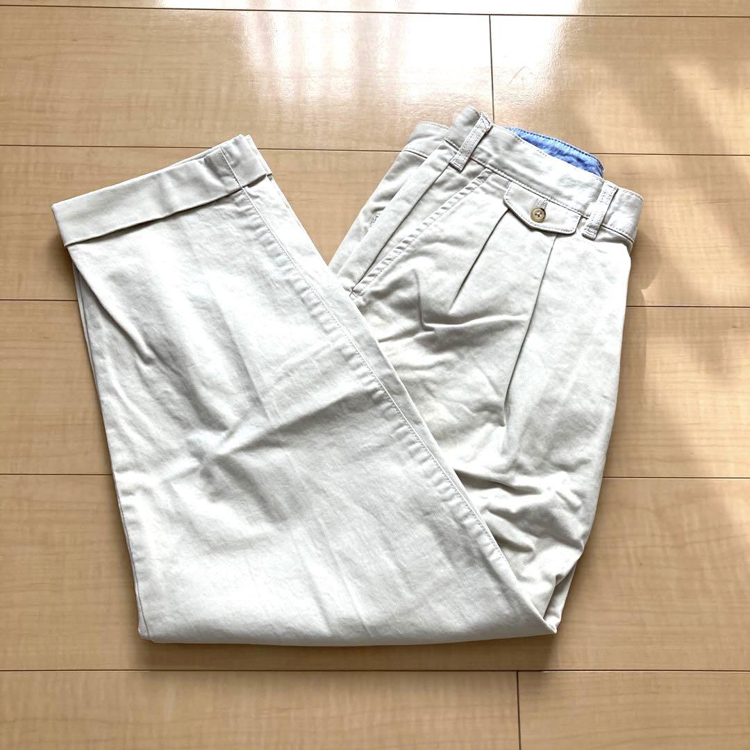 BEAMS PLUS ツープリーツ チノ ホワイト Sサイズ