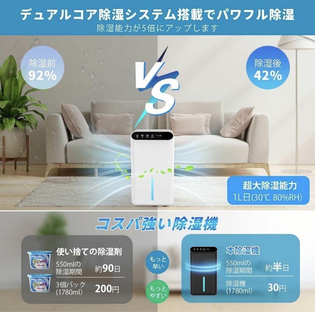 2025最新進化】除湿機 小型 除湿器【ダブルペルチェ式で除湿量UP