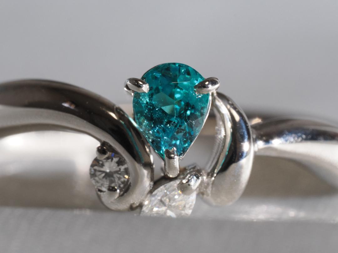 ブラジル産パライバトルマリン0.354ct D0.12ct Pt900 リング