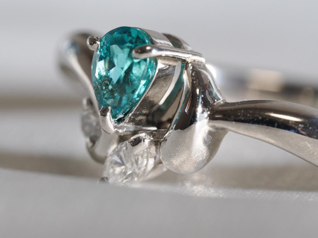 ブラジル産パライバトルマリン0.354ct D0.12ct Pt900 リング