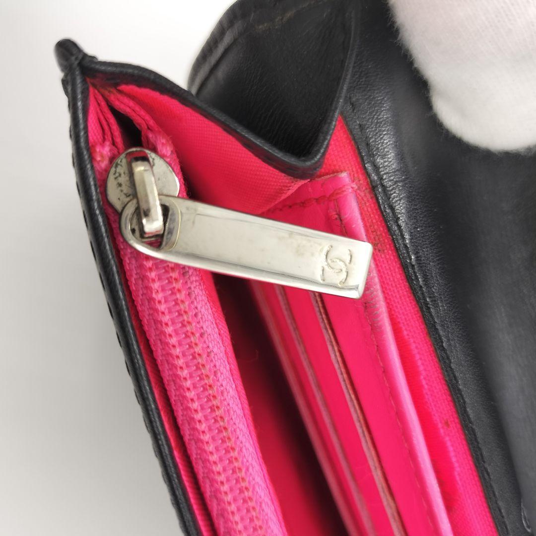 CHANEL カンボンライン ブラック 二つ折り財布