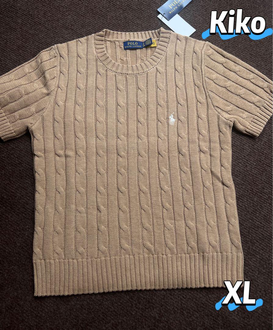 Polo Ralph Lauren半袖のニットクルーネック カ—キ色 XL zv