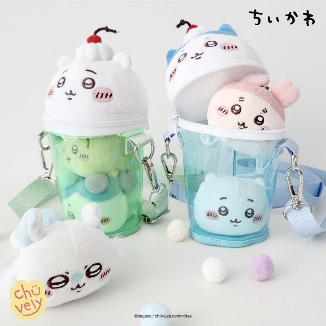 ちいかわ ハチワレ 韓国公式 メロンソーダ クリームソーダ ぬいぐるみポーチ ちいかわ ハチワレ 韓国公式 メロンソーダ クリームソーダ