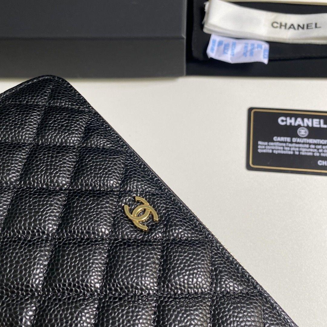 CHANEL ブラック レザー 長財布##