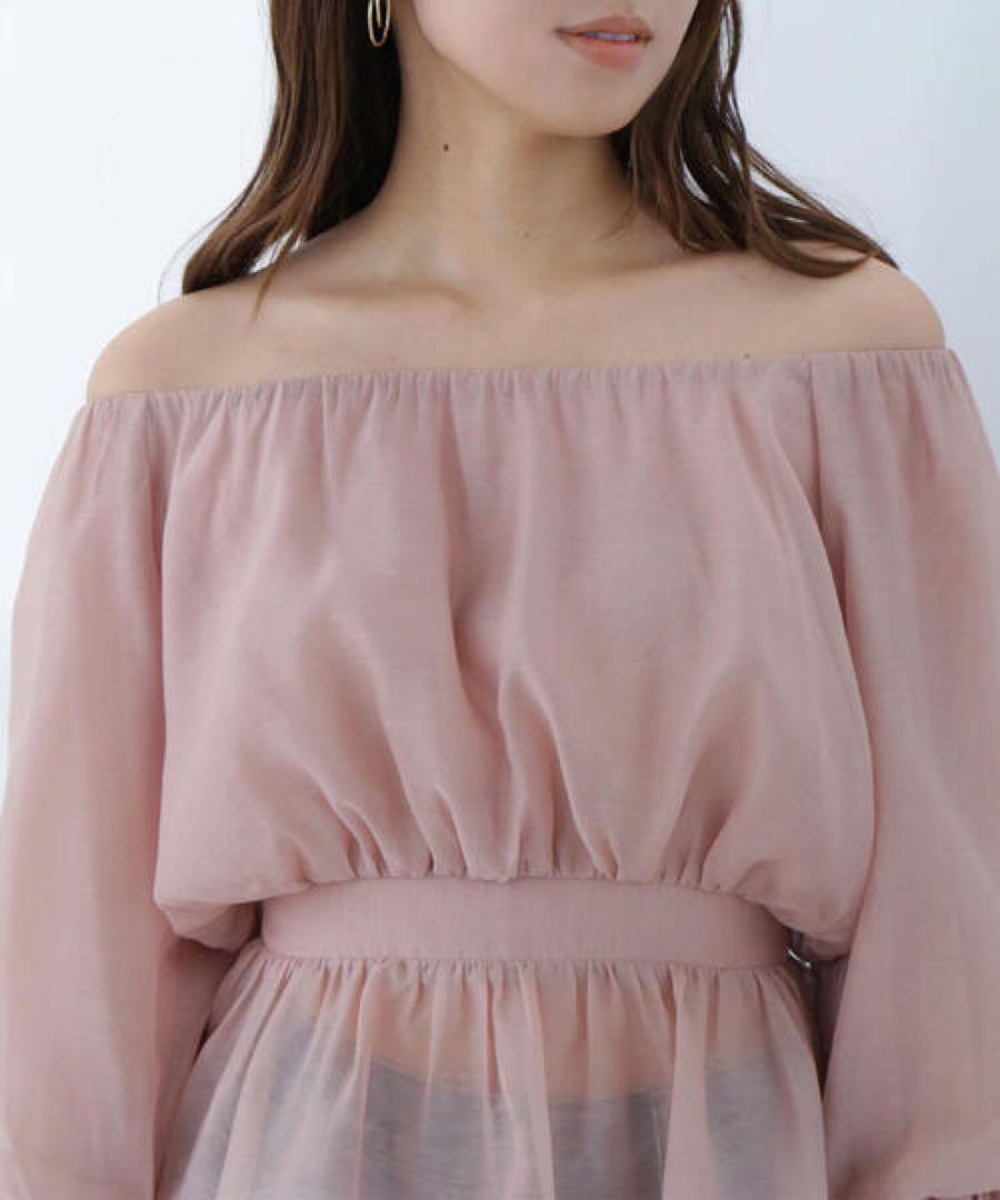 【新品】NATURAL BEAUTY BASICシアーギャザーペプラムブラウス