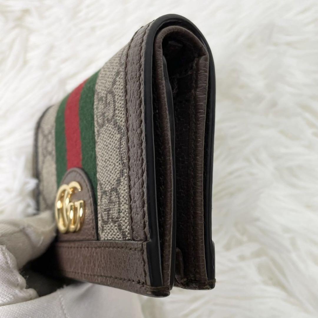 美品 GUCCI オフィディア 二つ折り財布 小売業者 シェリーライン PVC ブラウン