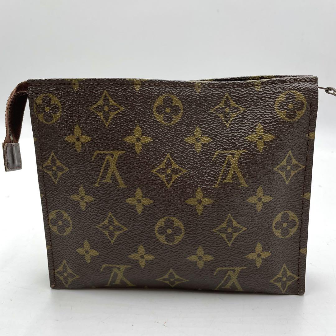 【極美品】ルイヴィトン　ポッシュトワレ　ポーチ　モノグラム　LV レザー　茶