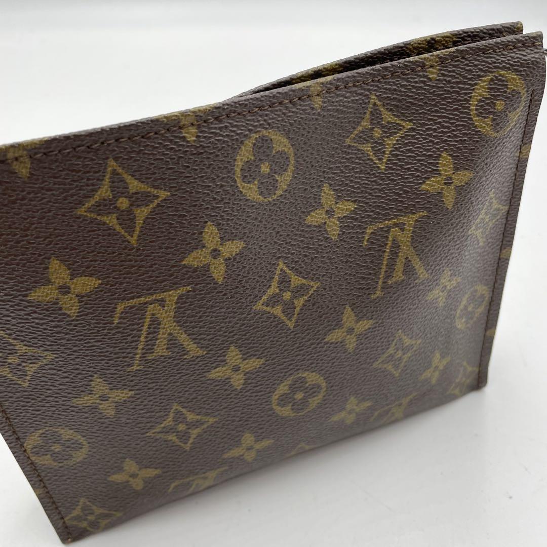 【極美品】ルイヴィトン　ポッシュトワレ　ポーチ　モノグラム　LV レザー　茶