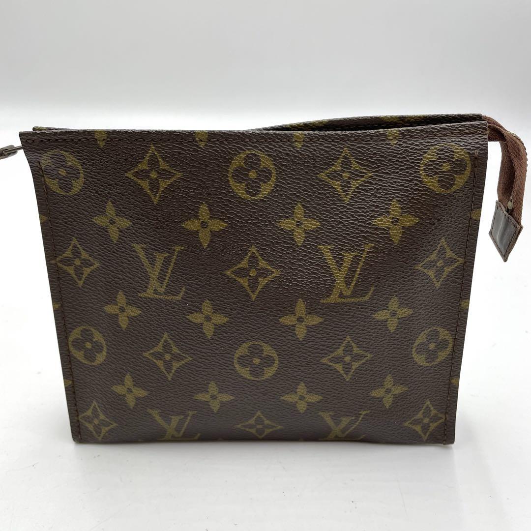 【極美品】ルイヴィトン　ポッシュトワレ　ポーチ　モノグラム　LV レザー　茶