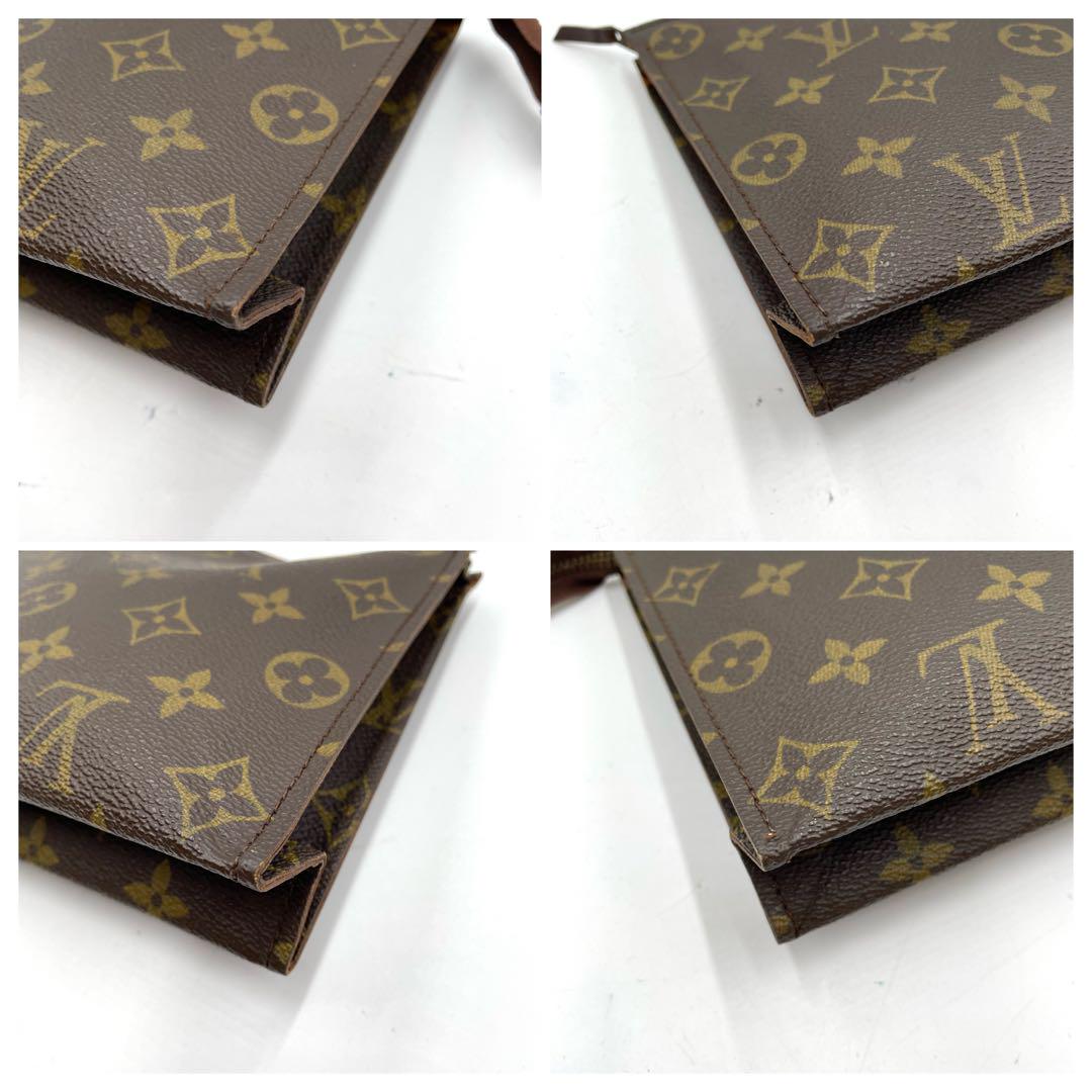 【極美品】ルイヴィトン　ポッシュトワレ　ポーチ　モノグラム　LV レザー　茶