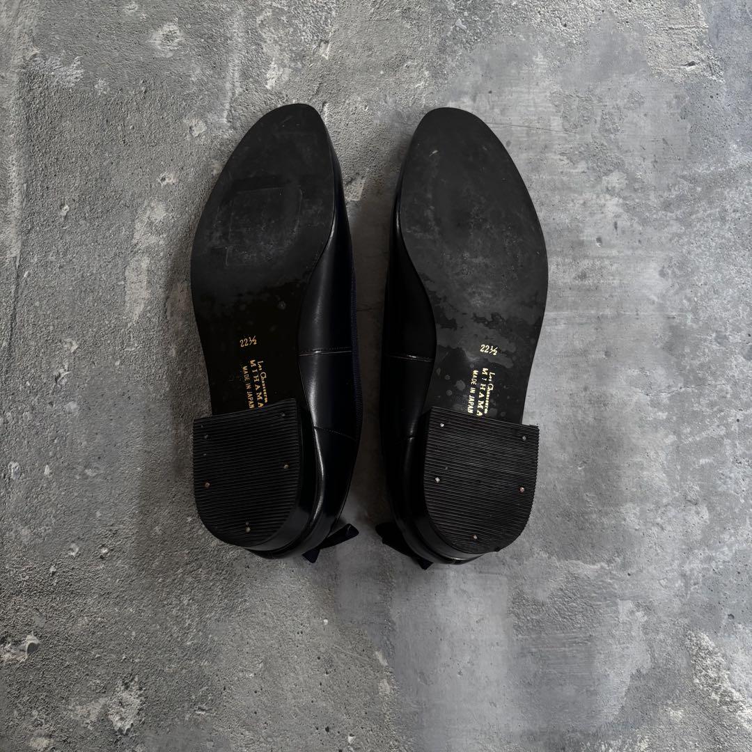 【美品✨】ミハマ　パンプス　バックリボン　ネイビー紺パンプス　22,5㎝