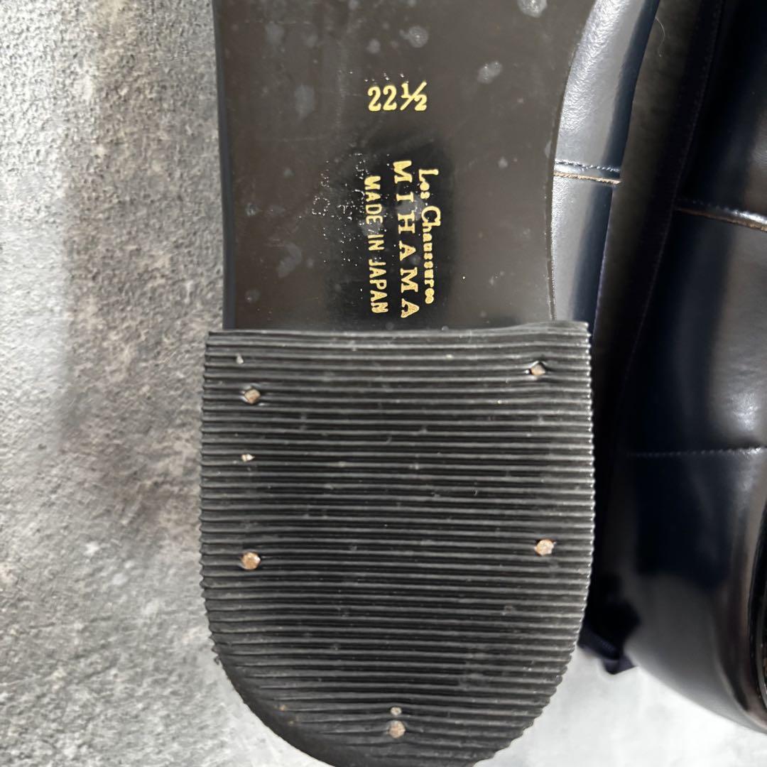 【美品✨】ミハマ　パンプス　バックリボン　ネイビー紺パンプス　22,5㎝