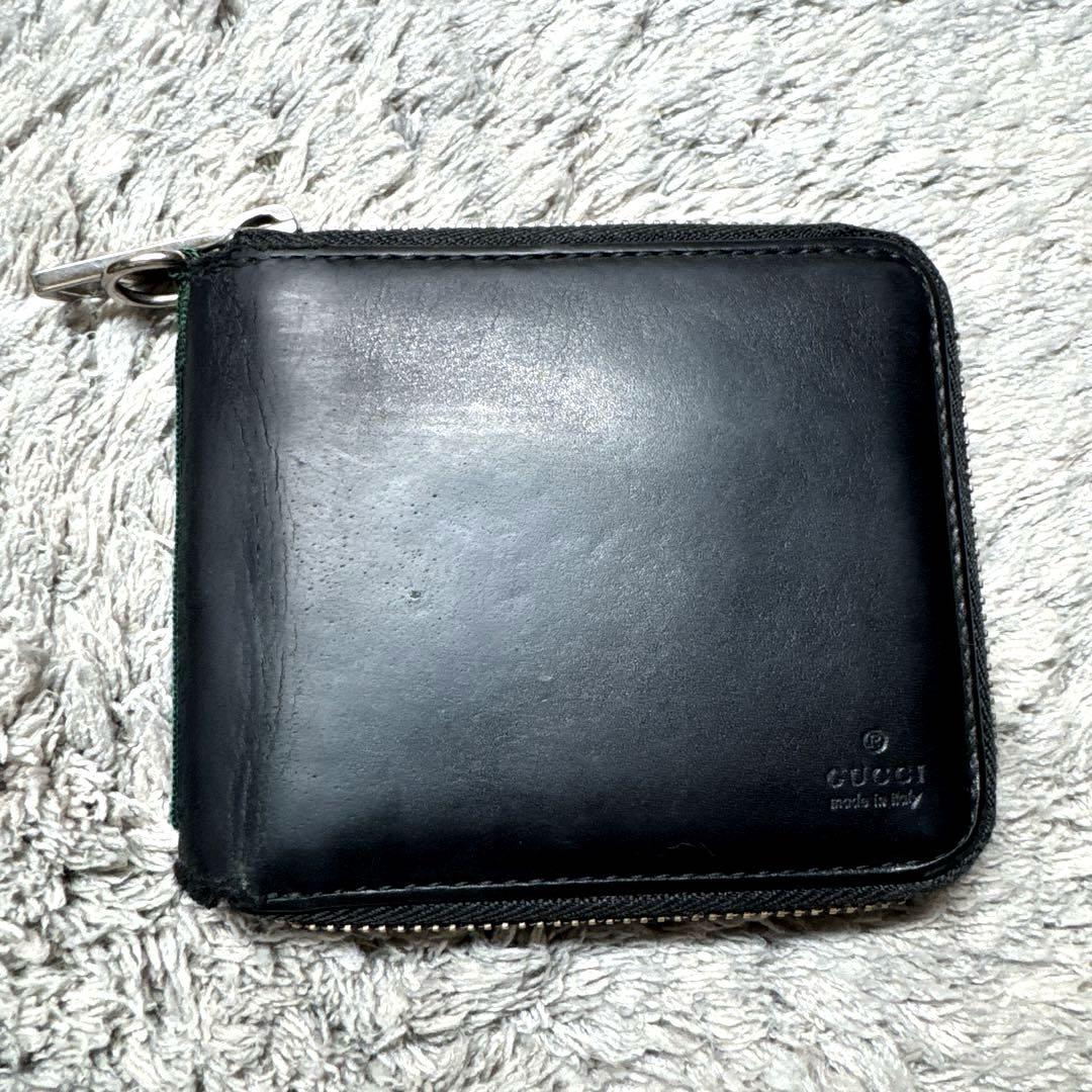 GUCCI グッチ 折り財布 ラウンドファスナー レザー シェリーライン