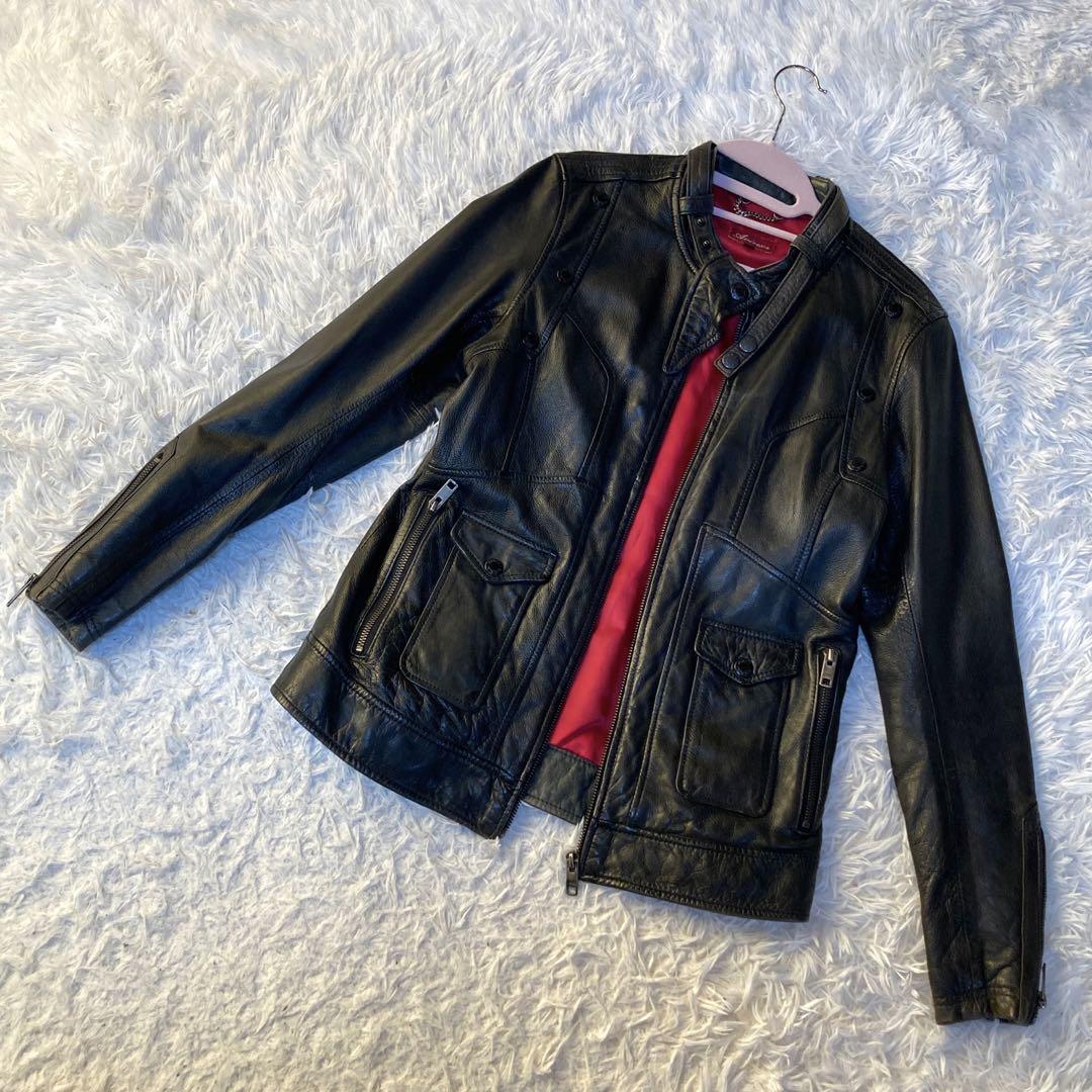 avirexラムレザー ライダースジャケット