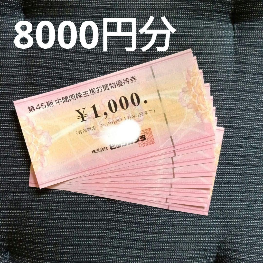 ビックカメラ　優待券　8000円