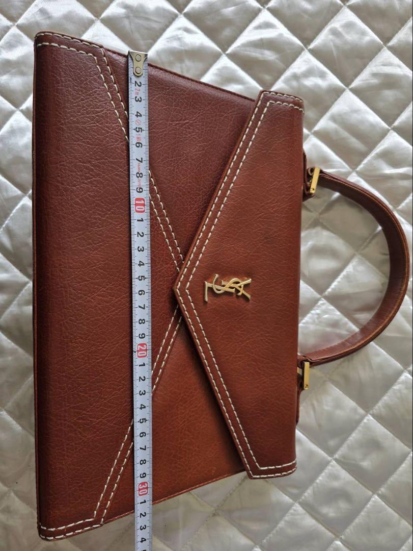 YSL ブラウンレザー クラッチバッグ