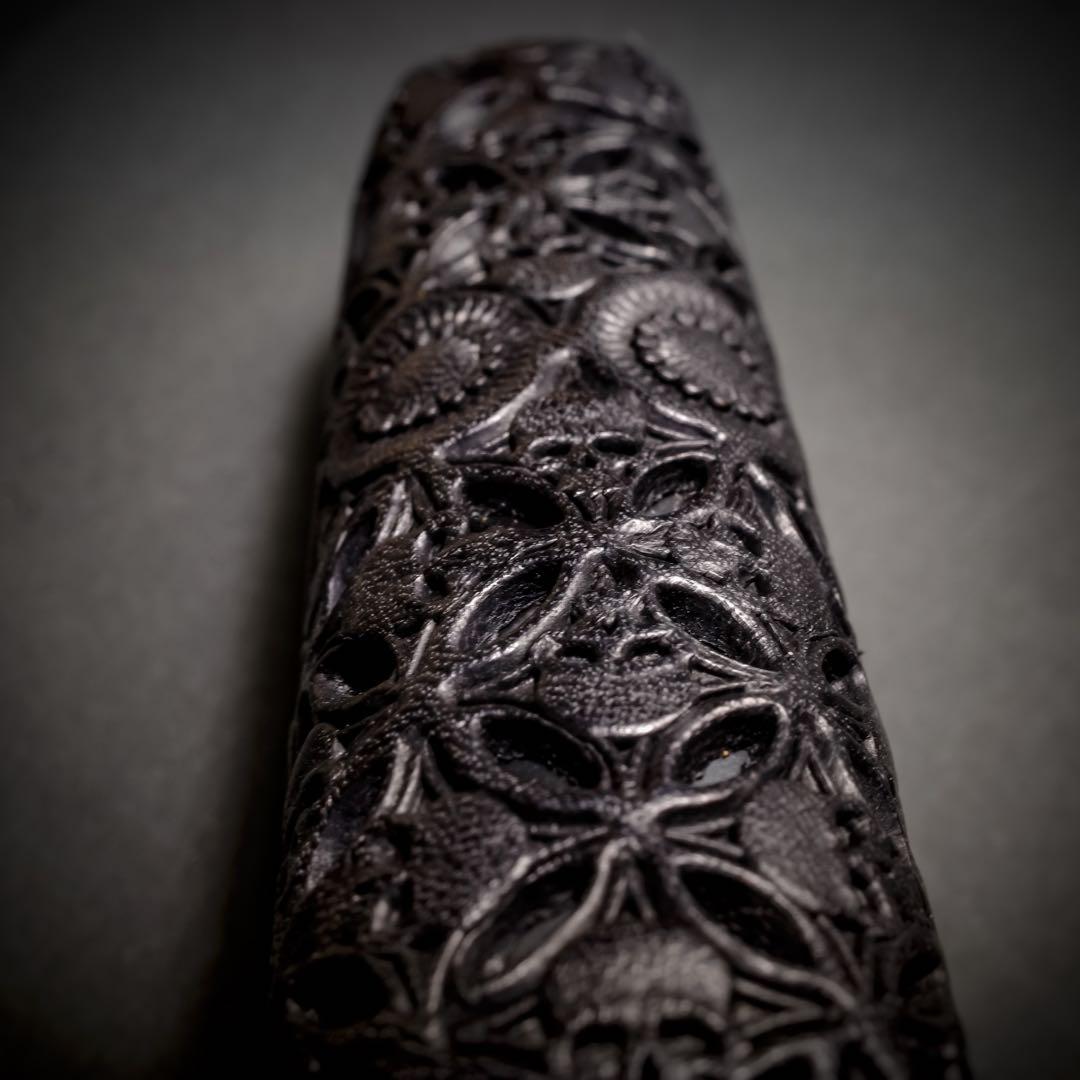 【PloomAURA】プルームオーラ 本革製カバー〝髑髏 結〟漆黒×臙脂