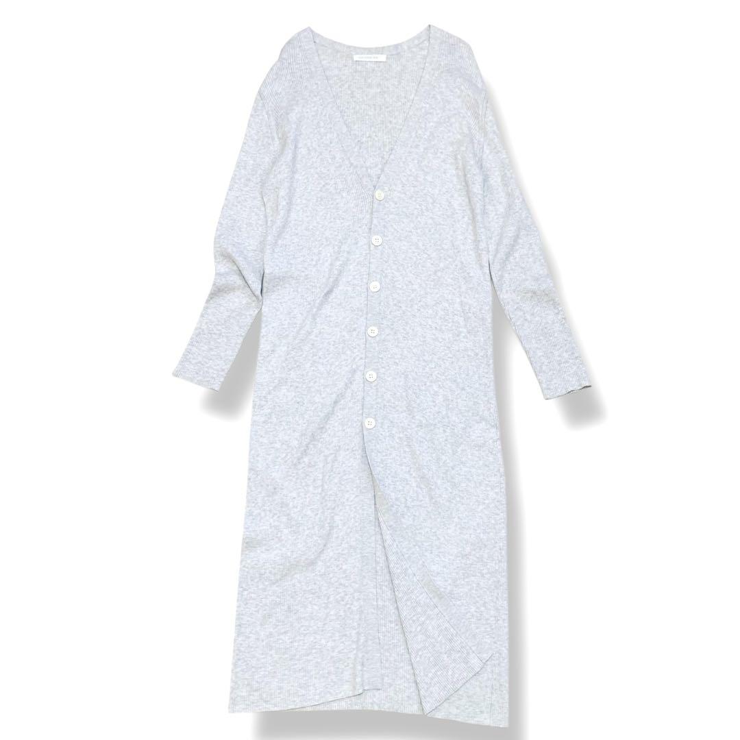 GALERIE VIE リブ ロングカーディガン グレー コットン100 フリー