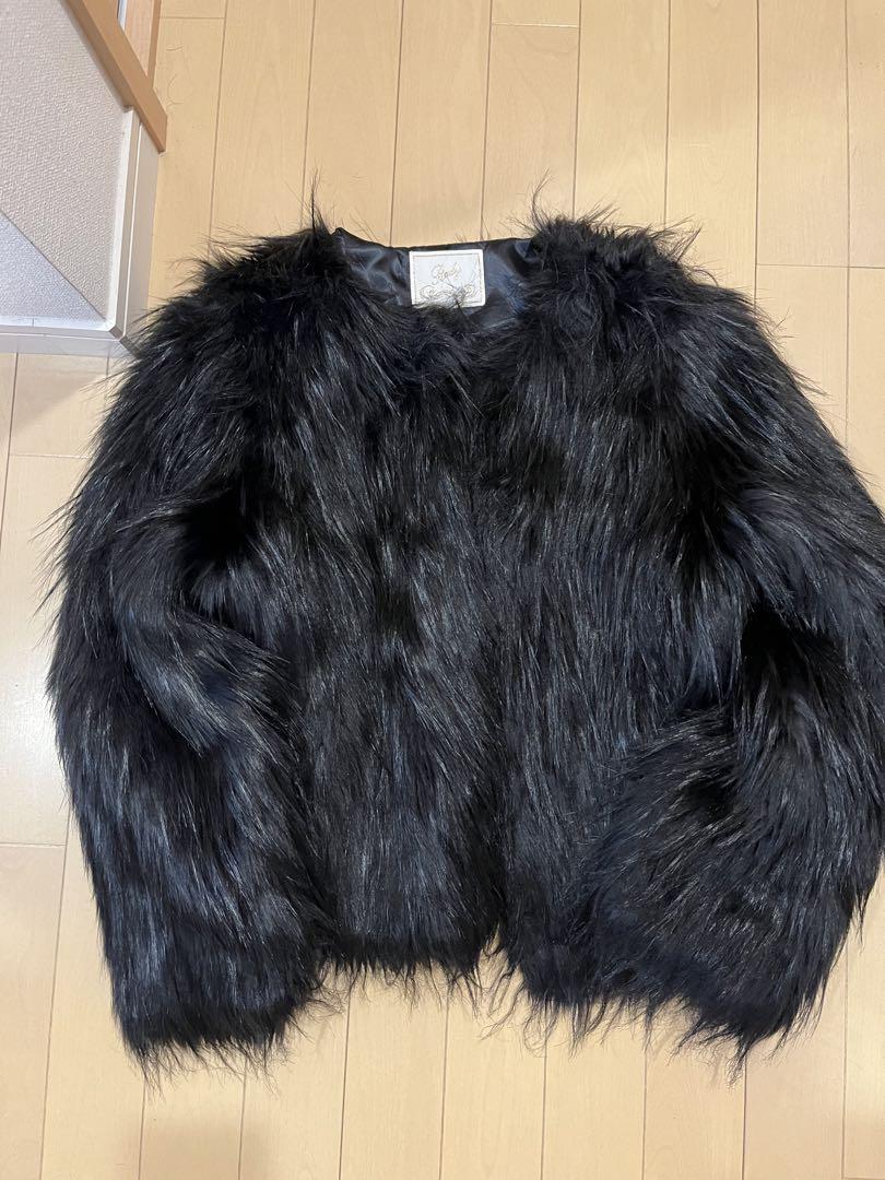 00s fur jacket black archive opium短丈