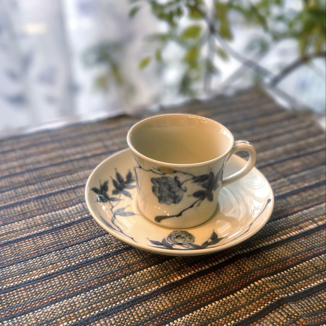 状態良好◇有田焼　福珠釜◇コーヒーカップ　ソーサー　コーヒー腕　染付　青花