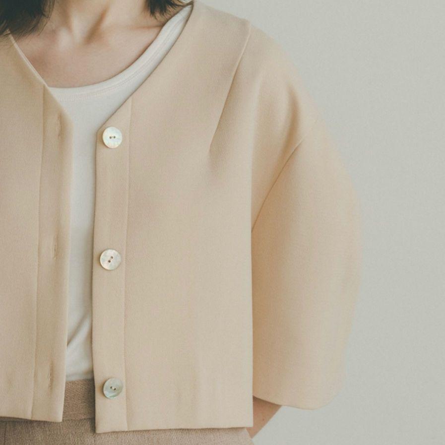 0円 【63%OFF!】 CLANE V NECK COCOON SHORT JACKET クラネ