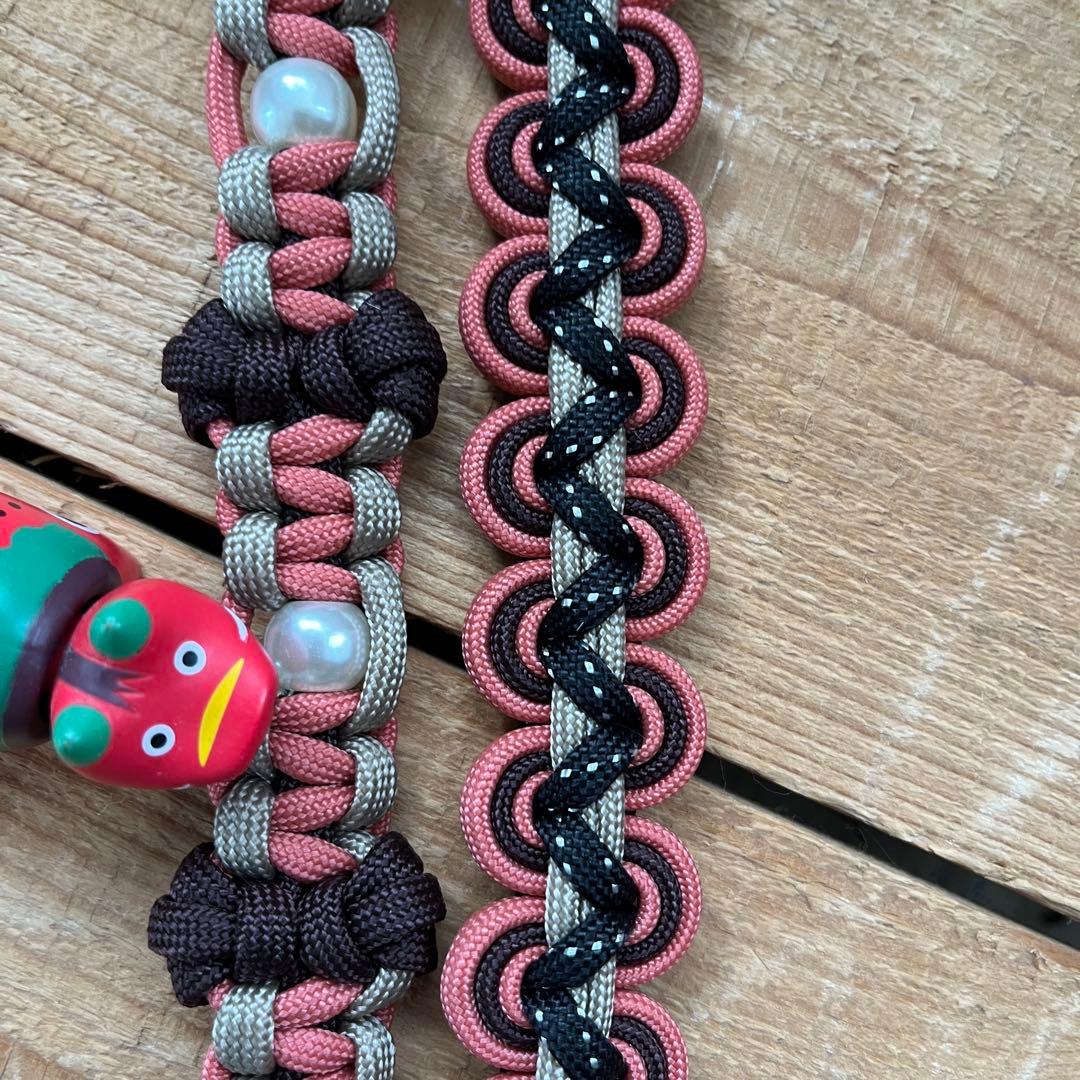 ハナ様オーダー　ストラップ　スマホショルダーストラップ　熊おどし　パラコード やな様専用 やな様オーダー専用花模様ショルダーストラップ