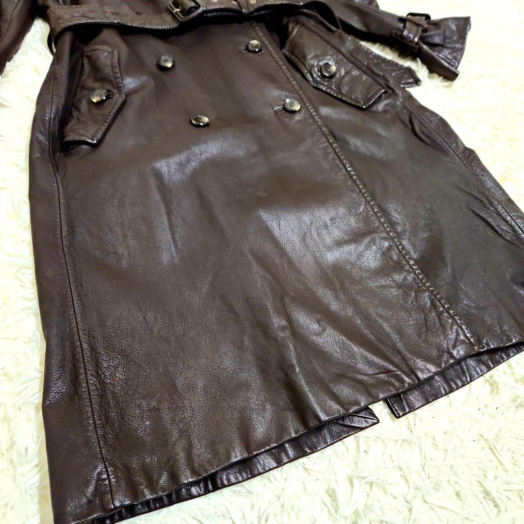 高級】t.yamai paris 山羊革 ダブル レザーコート トレンチコート