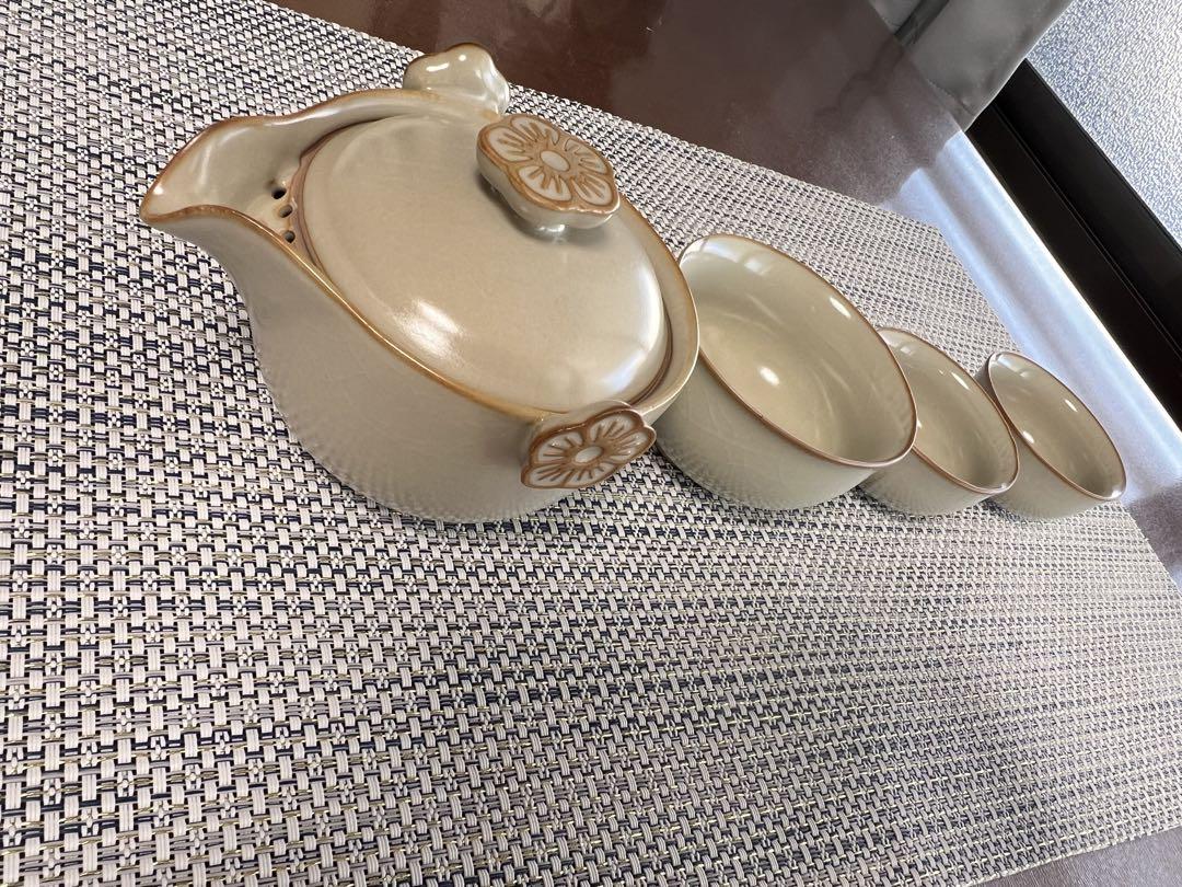 花模樣 急須と茶器4個セット（専用ケース付き）