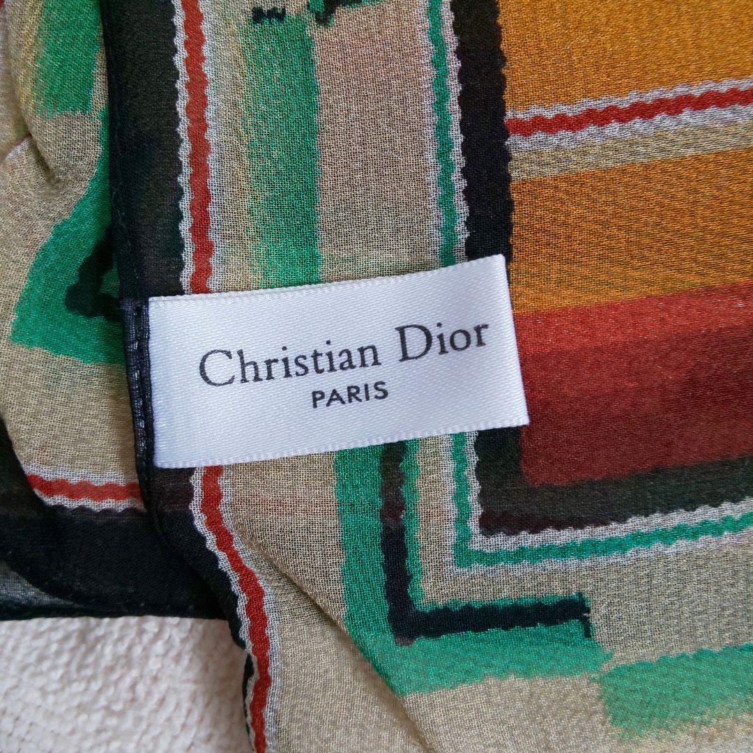 Dior シルク100 スカーフ 透け感 ネイティブ柄 58cm角 - メルカリ